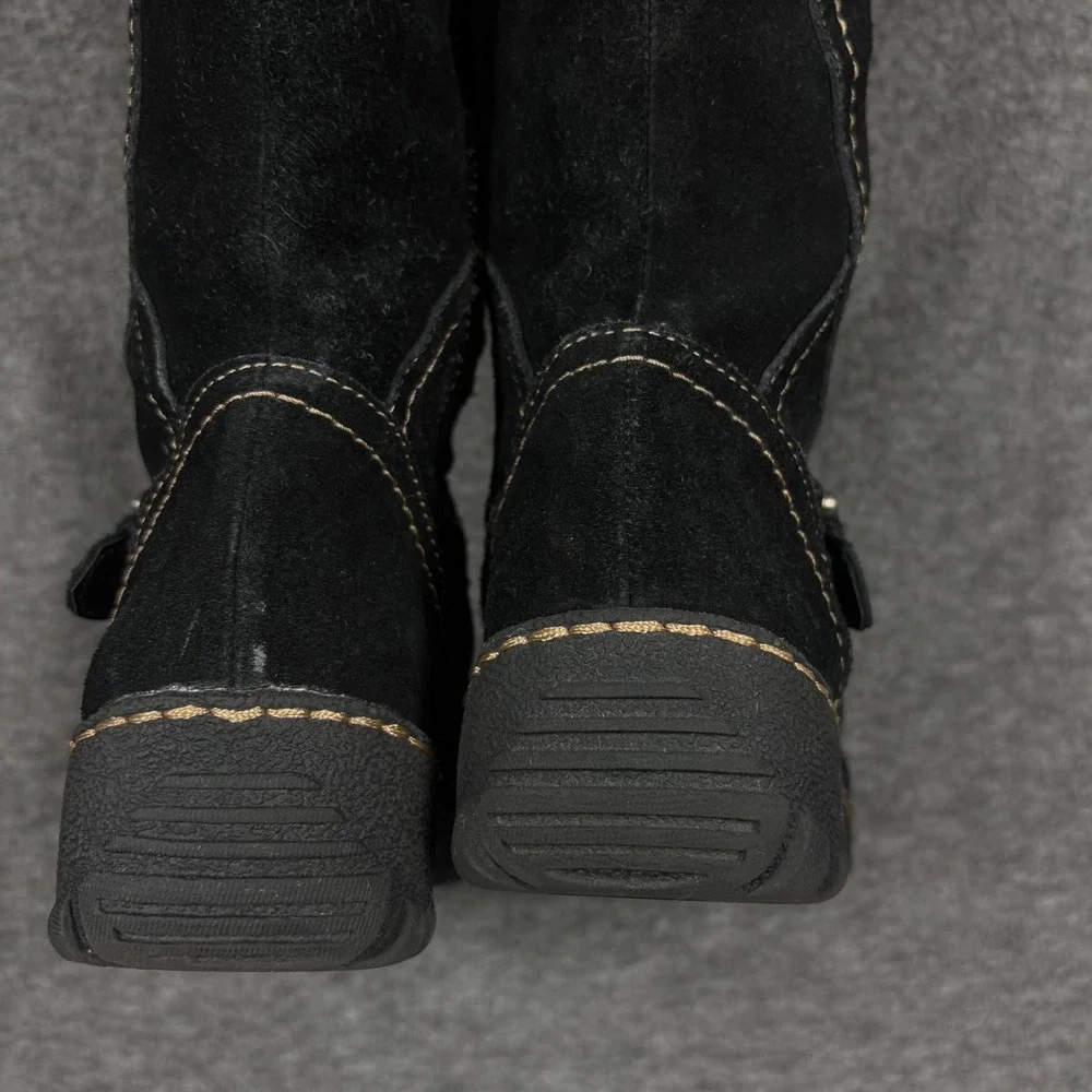 BareTraps Bakan Women 8M Black Suede‎ Faux Fur Lined Mid Calf Boots Cozycore